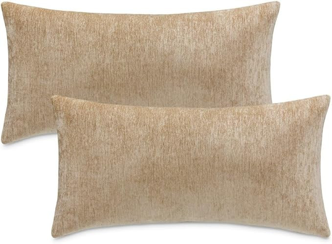 Michael Amini The Smith Gray Chenille Oblong Pillow Set of 2 Soft 100% Polyester Fabric Durable C... | Amazon (US)