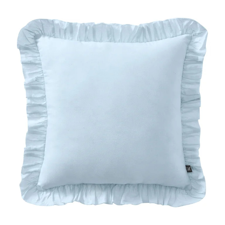My Texas House 18" x 18" Blue Ruffle Cotton Decorative Pillow | Walmart (US)