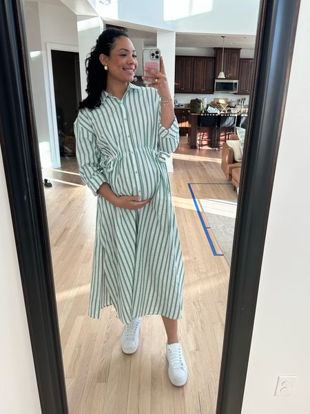 The perfect string dress that also happens to be bump friendly! 

This shirt dress is so cute and it has pockets! Also loving these platform sneakers 

#LTKshoecrush #LTKbump #LTKover40