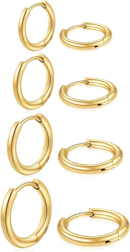 Huggie Hoop Earrings Small Hypoallergenic 14K Gold Plated Huggie Earrings For Women Simple Huggie... | Amazon (US)
