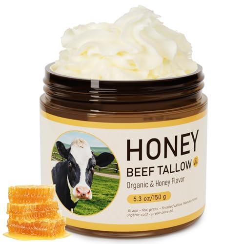 Outccogo Beef Tallow, Beef Tallow for Skin, Tallow Face Moisturizer, Honey Beef Tallow Blam Grass Fed Whipped Tallow Face Cream Moisturizer Body Lotion Skin Care, 5.3 OZ | Amazon (US)