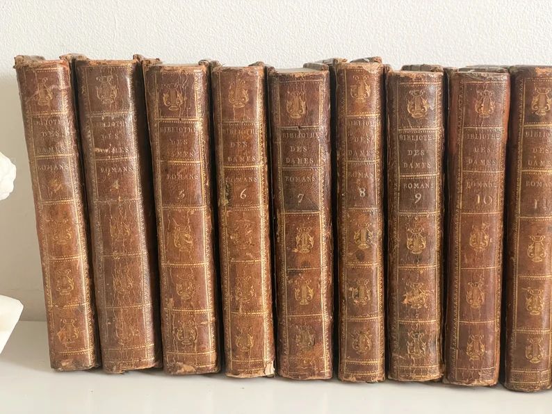 Set of 20 Antique French Leather Bound Books - 18th Century - Shelf Decor - Display Books | Etsy (US)