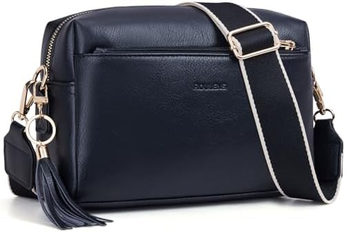 Roulens Triple Zip Small Crossbody Bag for women,Wide Strap Cell Phone Purse Shoulder Handbag Wal... | Amazon (US)
