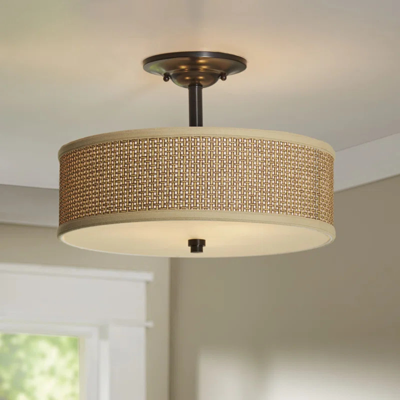 Seychelles 3 - Light 17'' Unique/Statement Drum Semi Flush Mount | Wayfair North America