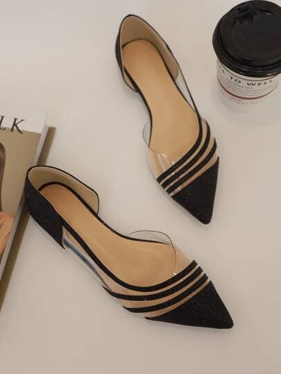 Clear Detail Glitter Decor Flats | SHEIN