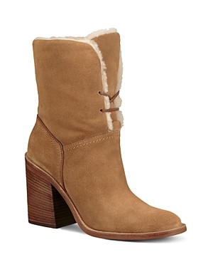 Ugg Women's Jerene Round Toe Suede & Sheepskin High-Heel Booties | Bloomingdale's (US)