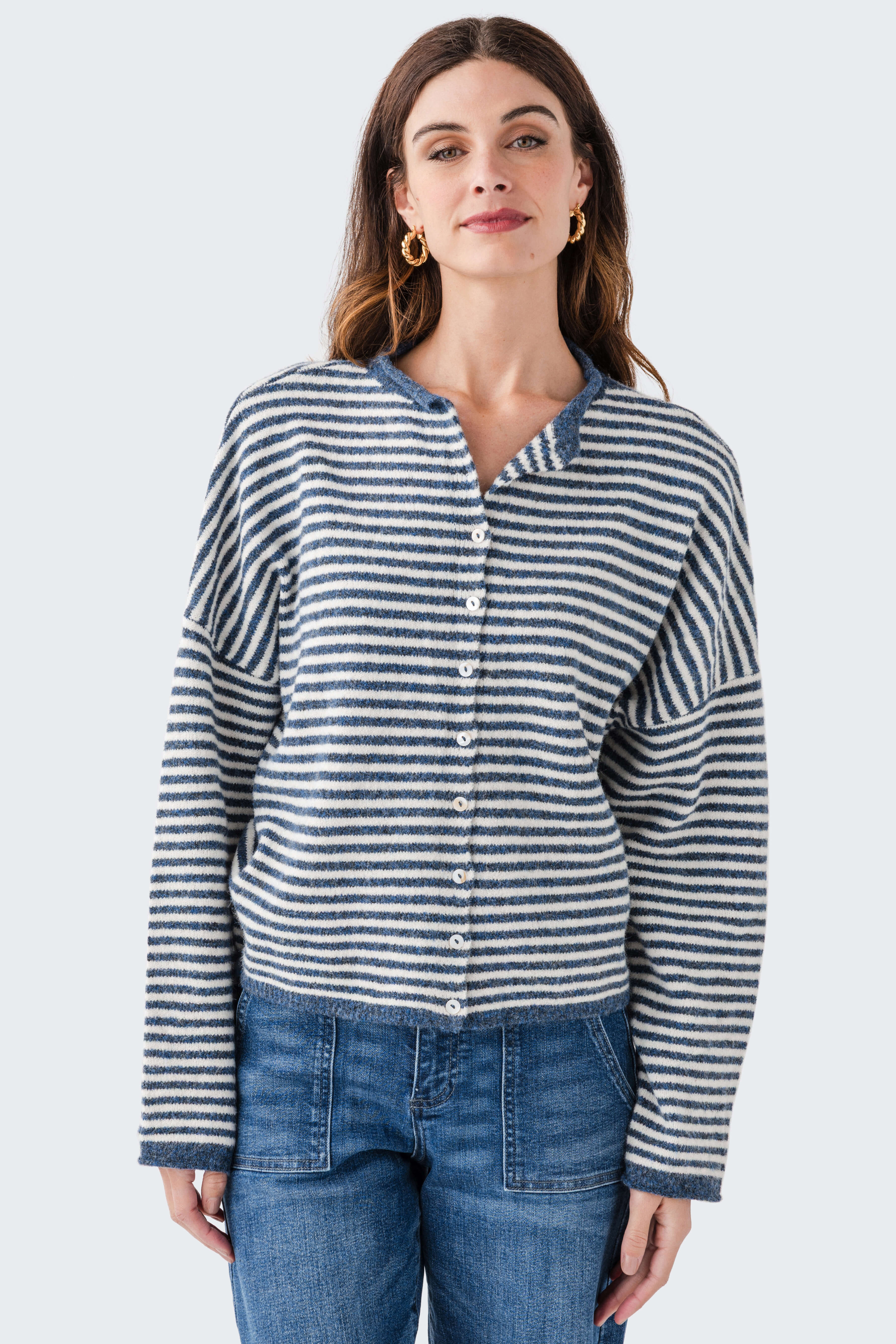Things Between Skinny Striped Piper Cardigan | Social Threads