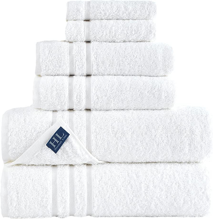 Hammam Linen White Bath Towels Set 6-Piece Original Turkish Cotton Soft, Absorbent and Premium To... | Amazon (US)