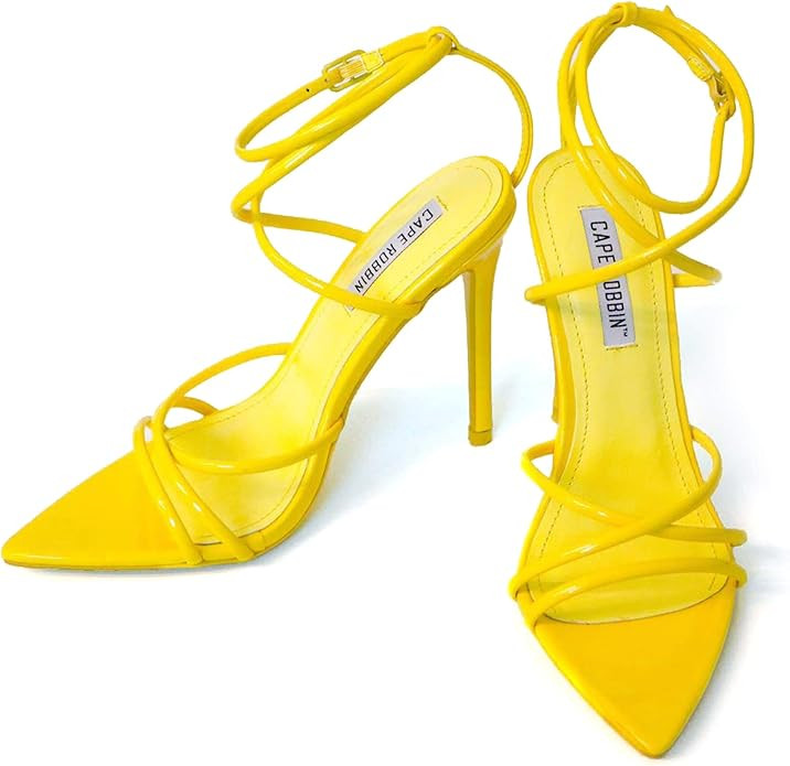 Cape Robbin Ada Sexy Stiletto High Heels for Women, Strappy Pointed Open Toe Shoes Heels | Amazon (US)