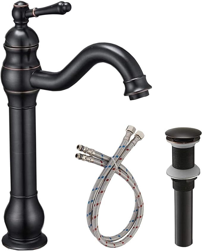 BATHLAVISH Vessel Sink Faucet Oil Rubbed Bronze Single Handle 1 Hole Bathroom Faucet 360° Swivel... | Amazon (US)