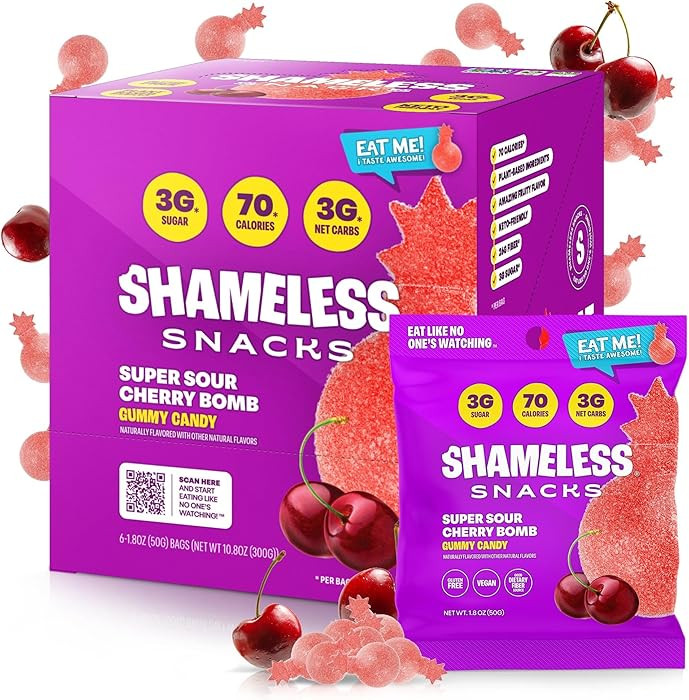 Shameless Snacks - Healthy Low Calorie Snacks, Low Carb Keto Gummies (Gluten Free Candy) - 6 Pack... | Amazon (US)