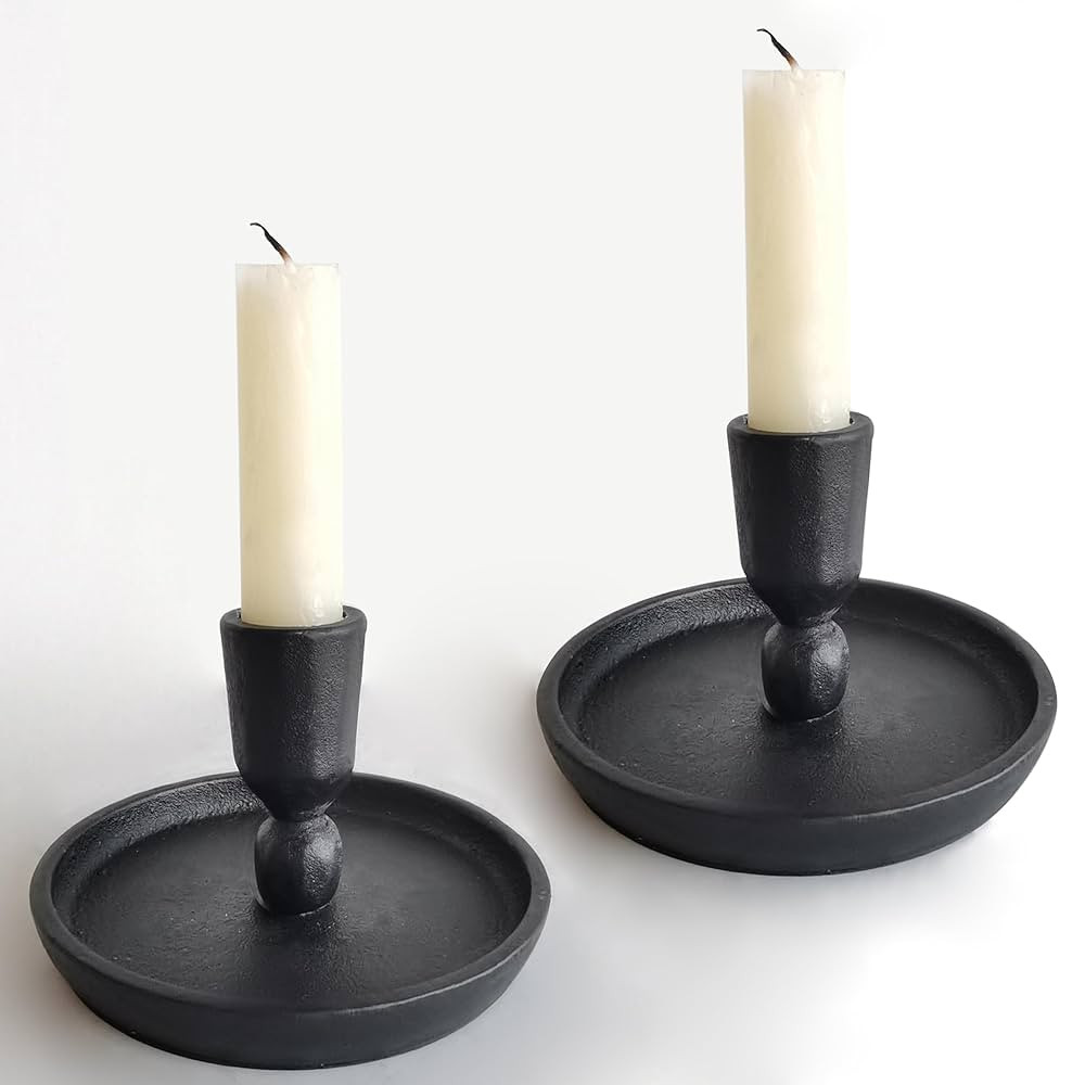 Iron Taper Candle Holders Set of 2, Black Metal Candlestick for Table Centerpieces, Wedding Decor... | Amazon (US)