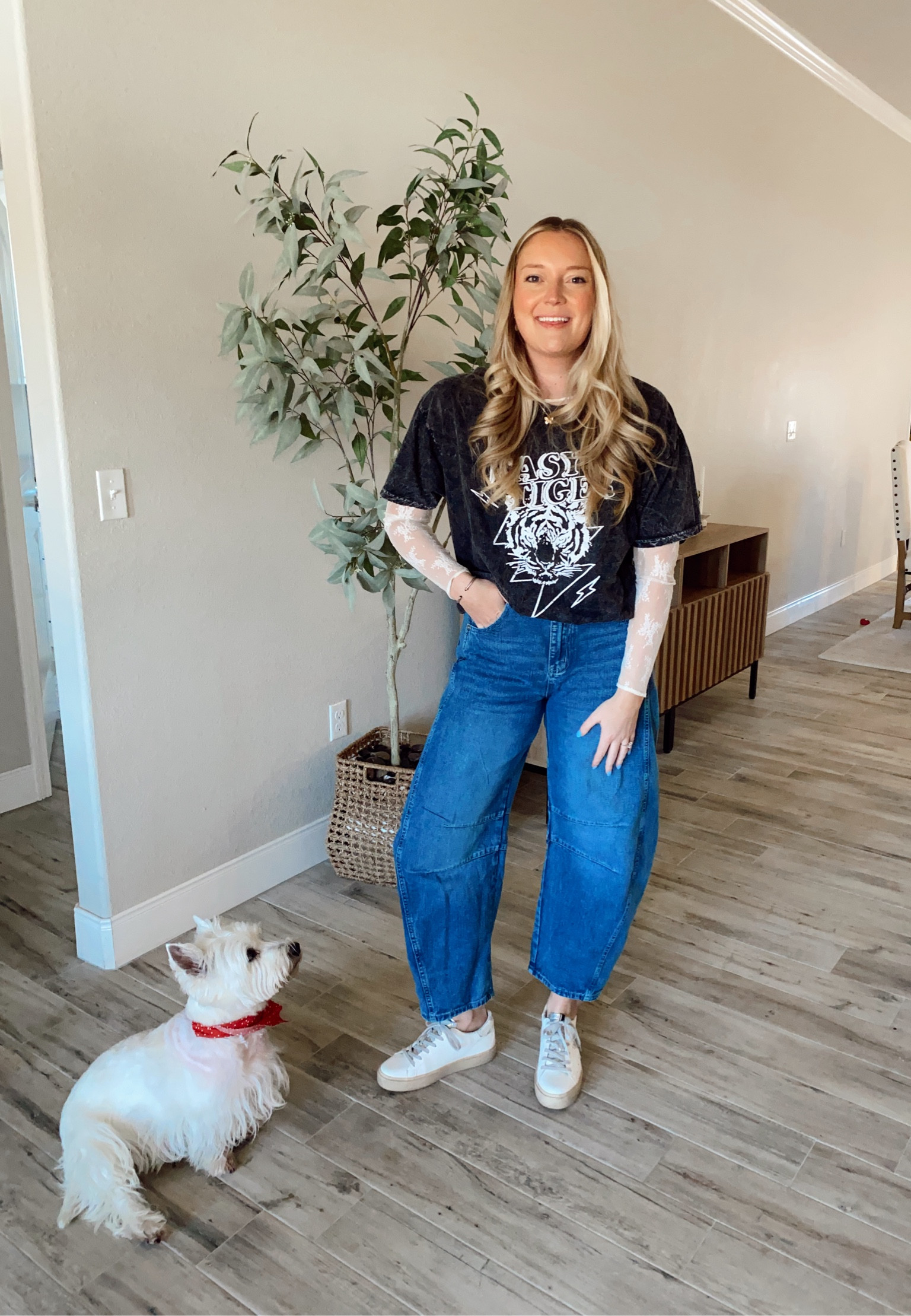 Love this outfit 🤍✨

Graphic Tee- L/XL
Lace Undershirt- M
Amazon Barrel Jeans- 8
White Sneakers- 8.5

#LTKstyletip #LTKfindsunder100 #LTKfindsunder50