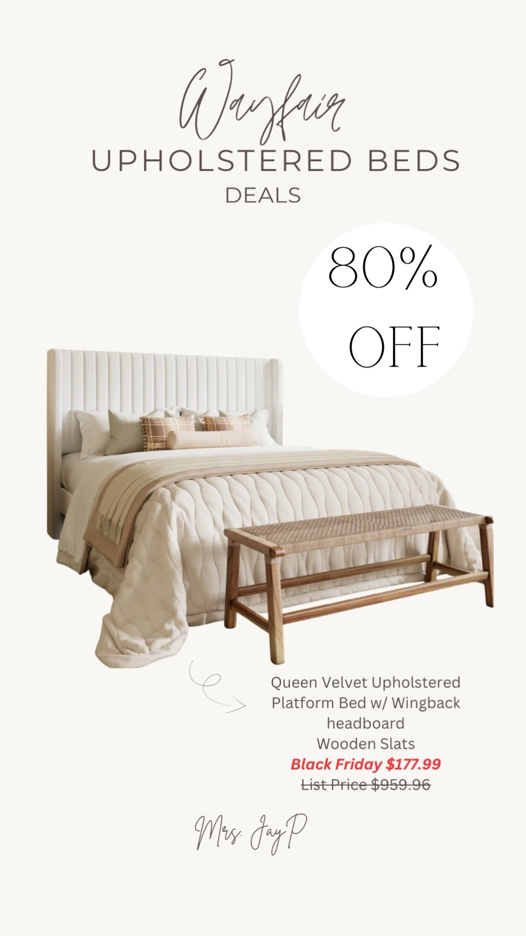 Wayfair out did themselves with these Black Friday upholstered bed-frame deals. Up to 80% OFF!

Wooden slates, wingback headboards, linen, velvet and tufted headboards. 

Different bed-frame colors available .

#LTKSaleAlert #LTKHome #LTKCyberWeek