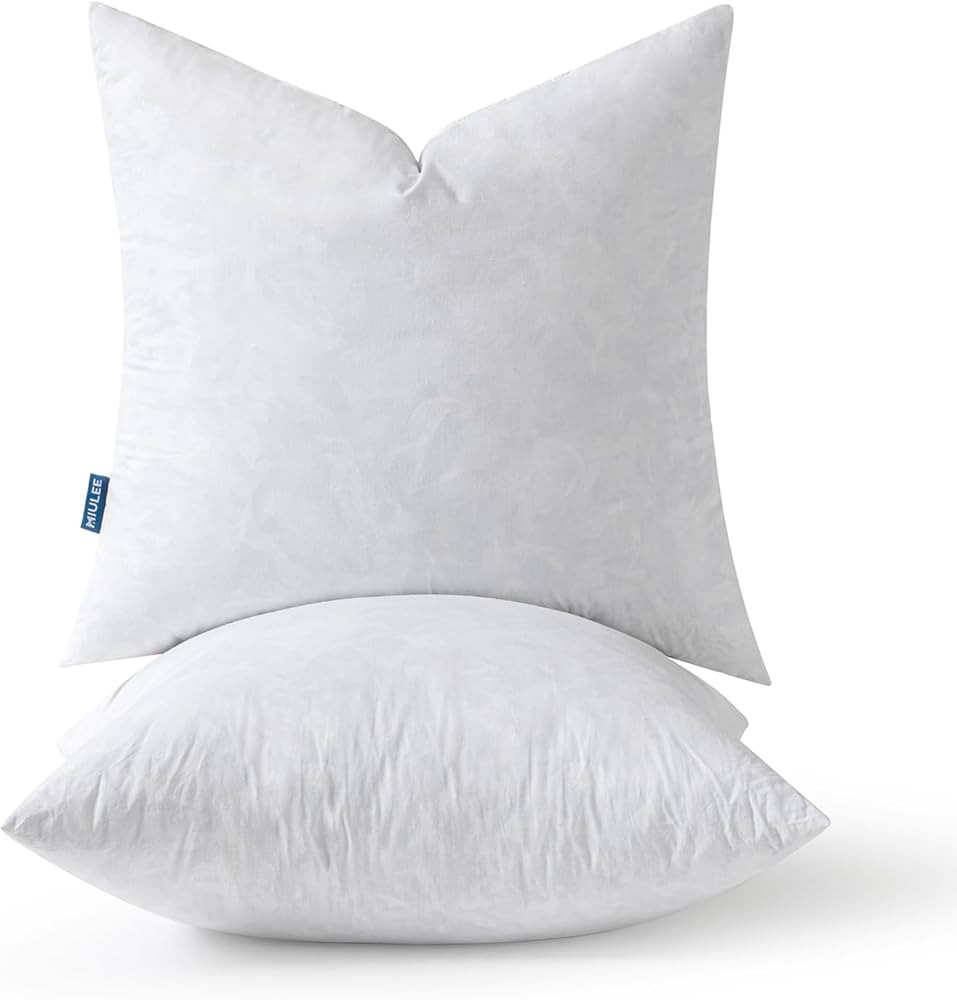 MIULEE Pillow Inserts 22x22 Inch Set of 2, Polycotton Mix Feather Throw Pillow Inserts, 22 Inch S... | Amazon (US)