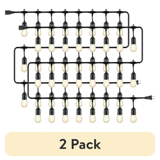 (2 pack) Better Homes & Gardens 48ft Outdoor String Lights, Shatterproof and Weather-Resistant Bu... | Walmart (US)