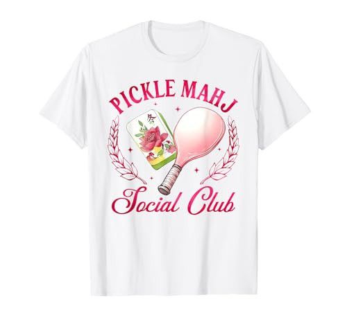 Pickleball & Mahjong Lover Funny Pickle Mahj Social Club T-Shirt | Amazon (US)