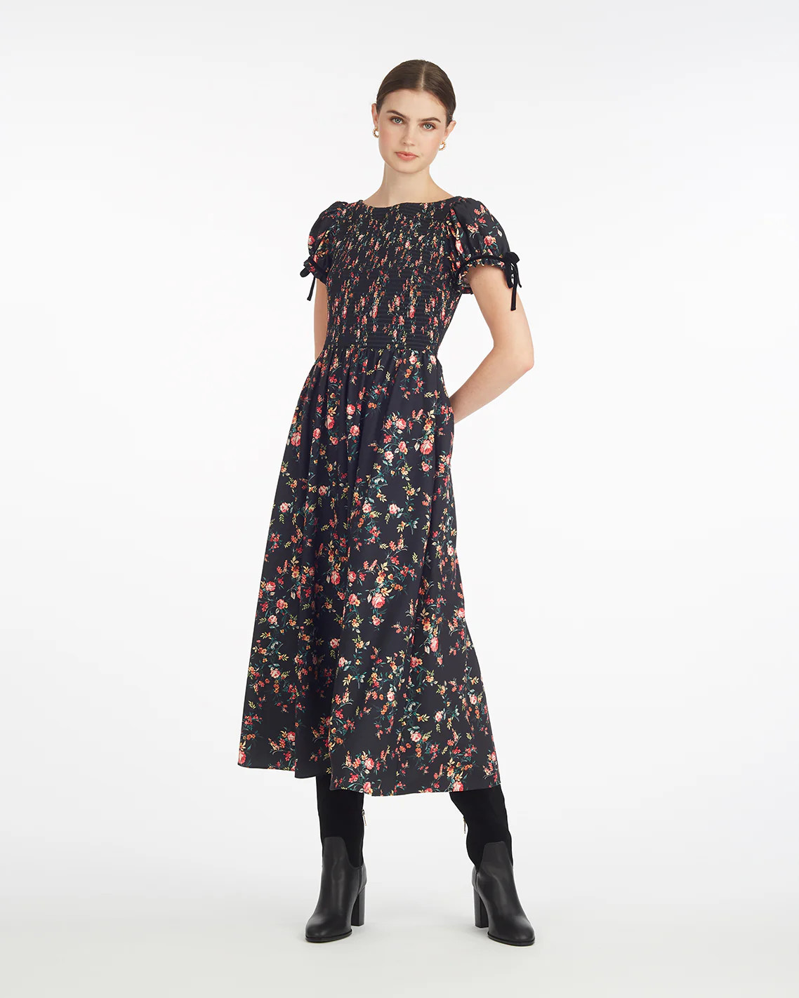 Kelsey Smocked Midi Dress in Garden Rose | Draper James (US)