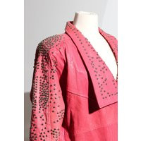 1980S Textured & Studded Pink Leather Jacket/S-M | Etsy (US)