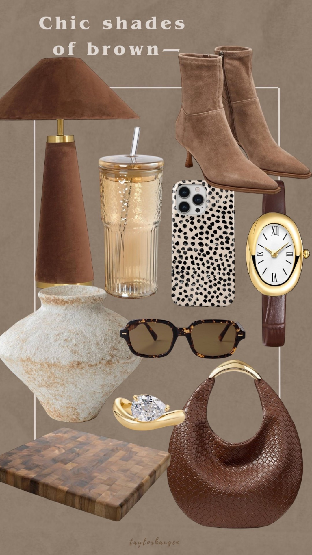Chic shades of brown for fall #jewelry #brownaccessories #fallpurse #homedecor #moodydecor #phonecase #chichomedecor

#LTKHome #LTKFindsUnder50