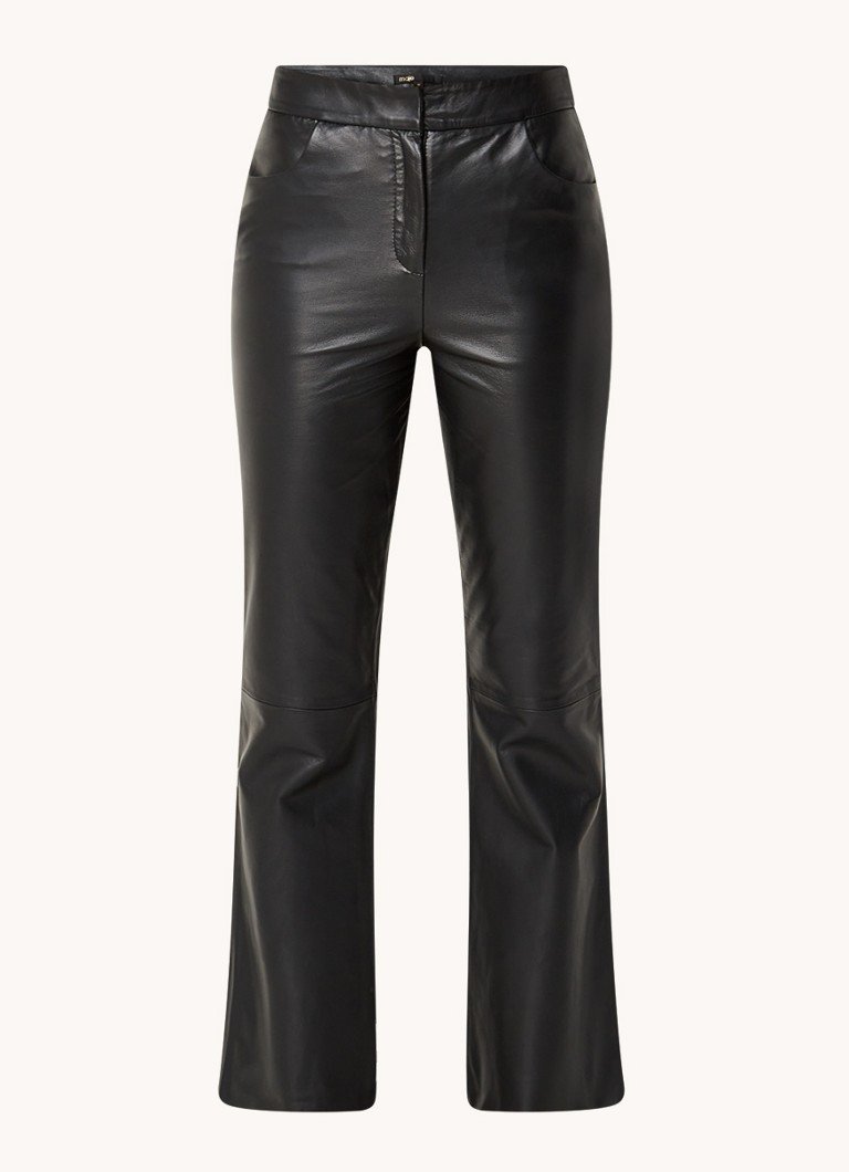 Maje Piripiri high waist flared fit pantalon van lamsleer met steekzakken • Zwart • de Bijenk... | De Bijenkorf (NL)
