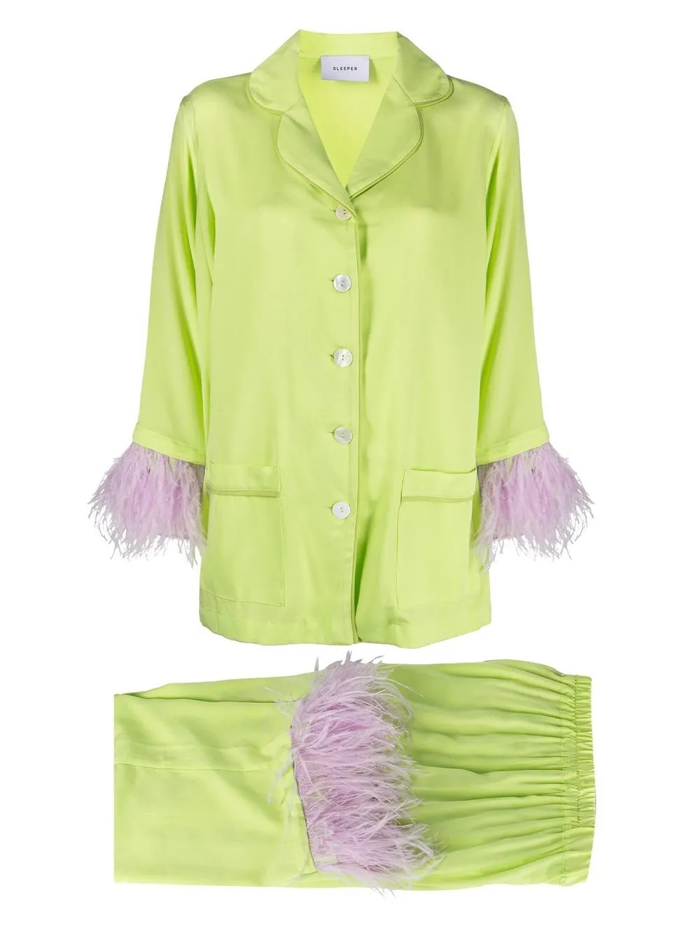 Sleeper Party-Pajamas Ostrich Feather Set  - Farfetch | Farfetch Global