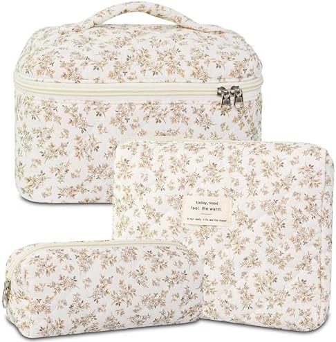 3Pcs Travel Makeup Bag Organizer, Toiletry Bag for Women, Cosmetic Bags for Women Travel Set, Cut... | Amazon (US)