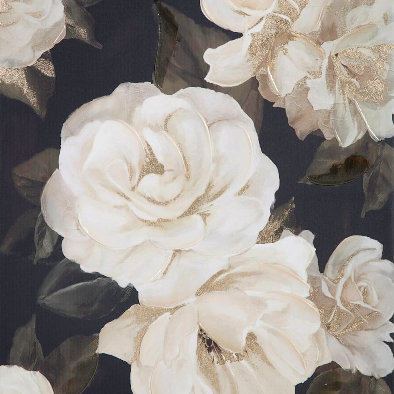 Black & White Floral Canvas Wall Art, 24x30 | At Home