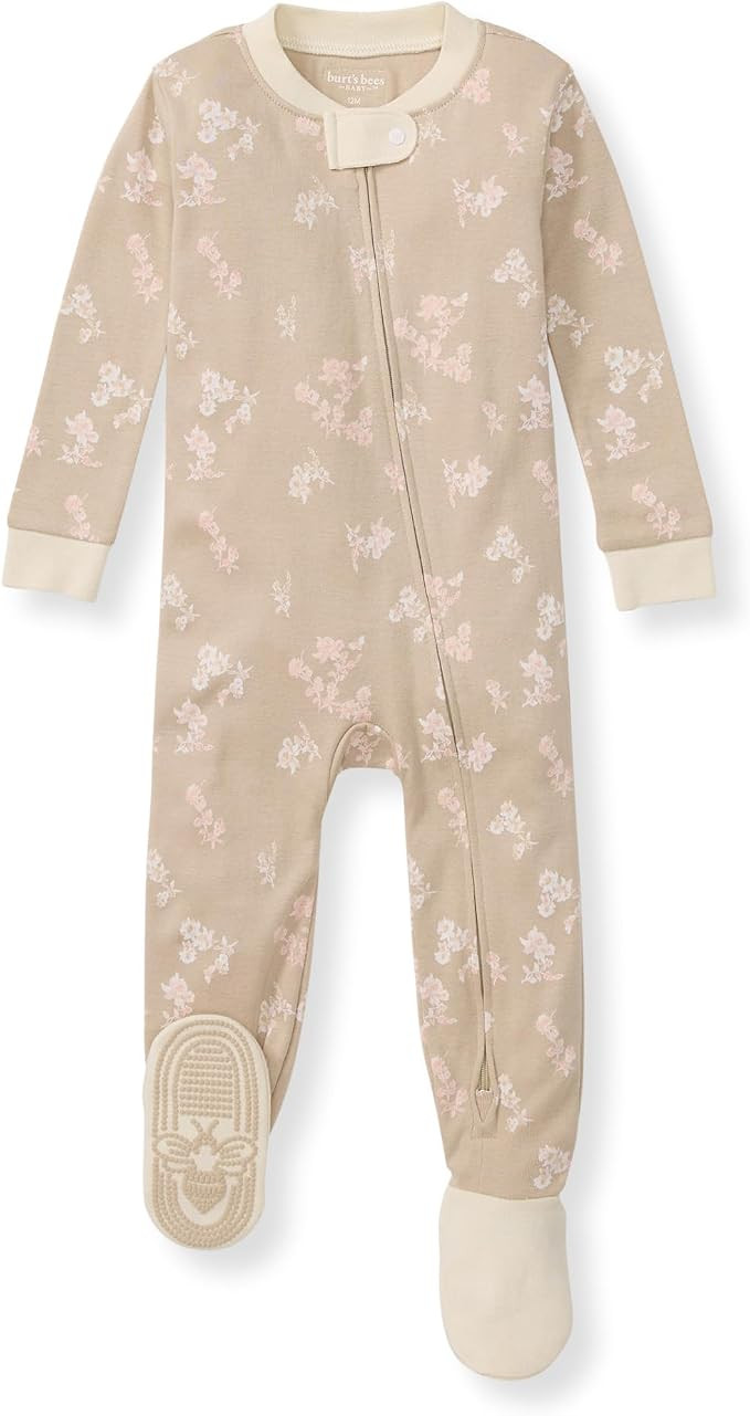 Burt's Bees Baby Girls Organic Cotton, Snug Fit Footed Sleeper Pajamas | Amazon (US)