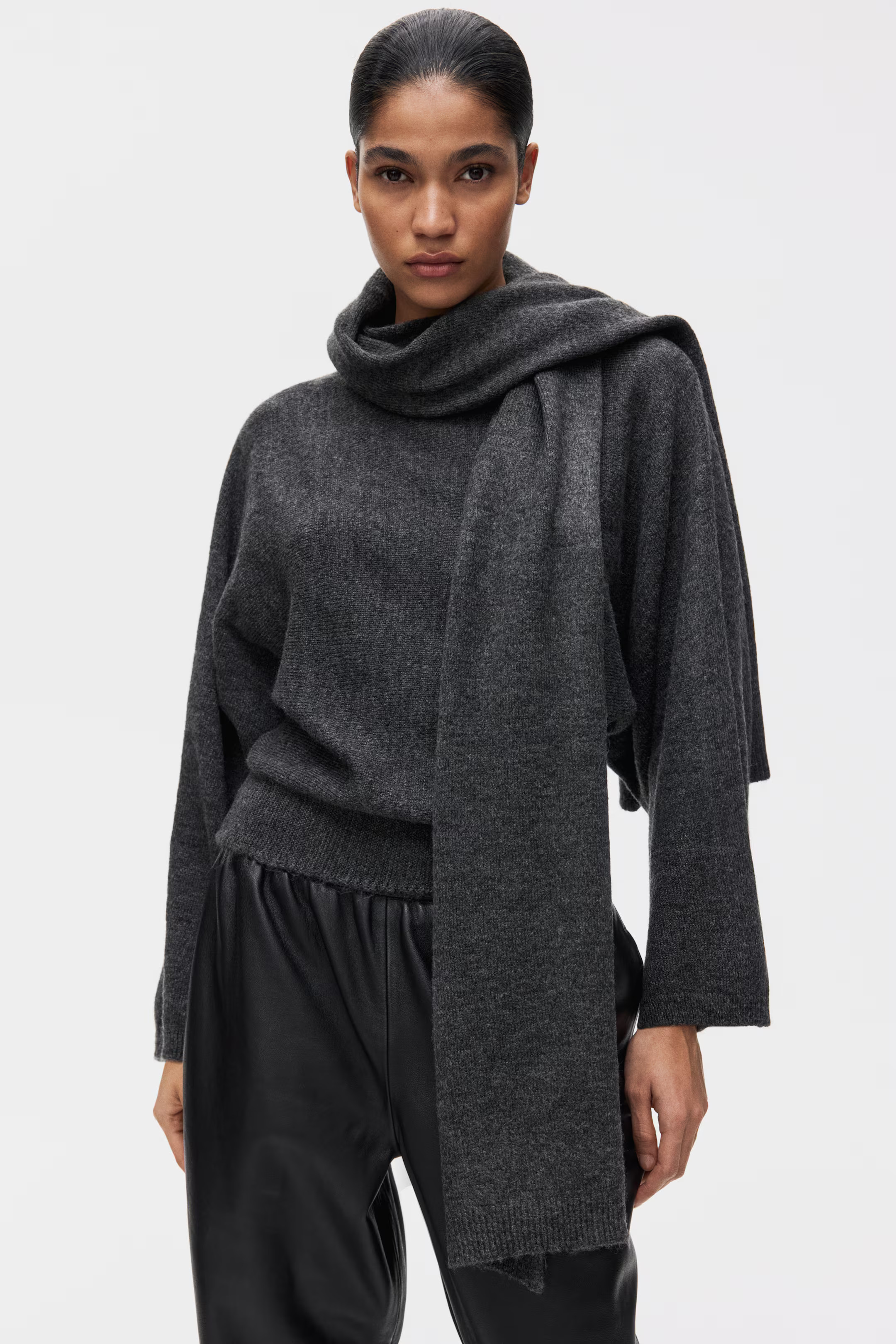 Oversized Scarf-Detail Sweater | H&M (US + CA)