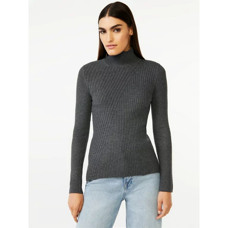 Free Assembly Women’s Diagonal Stitch Turtleneck Sweater | Walmart (US)