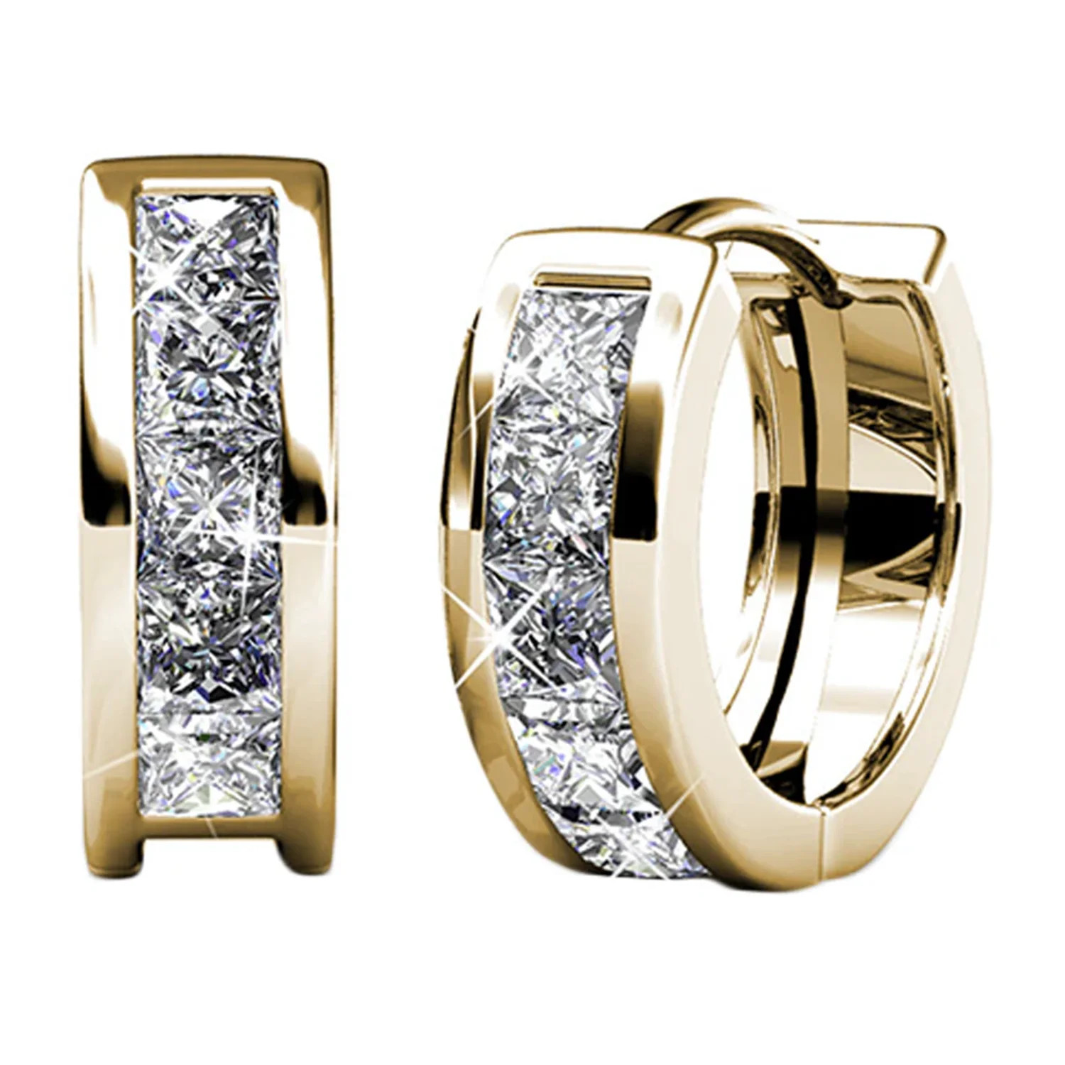 Cate & Chloe Giselle 18k Yellow Gold Plated 15mm Hoop Earrings with Swarovski Crystals for Women | Walmart (US)