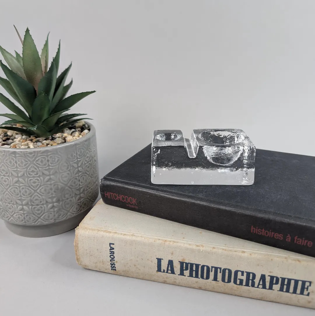 Vintage Kullaglass Sweden Brutalist Scandinavian Glass Ashtray - Etsy | Etsy (US)