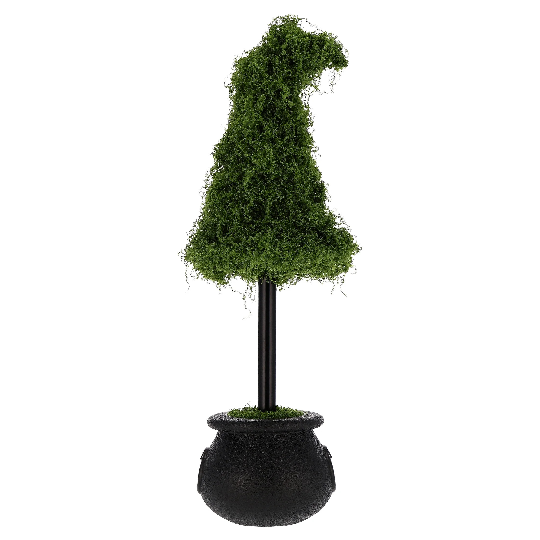 My Texas House Halloween Moss Witch Hat Topiary in Cauldron, Green and Black, 20" | Walmart (US)