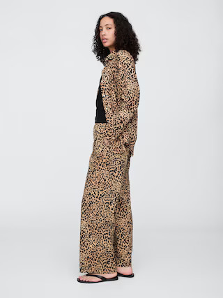 Mid Rise Linen-Blend Pull-On Wide-Leg Pants | Gap Factory