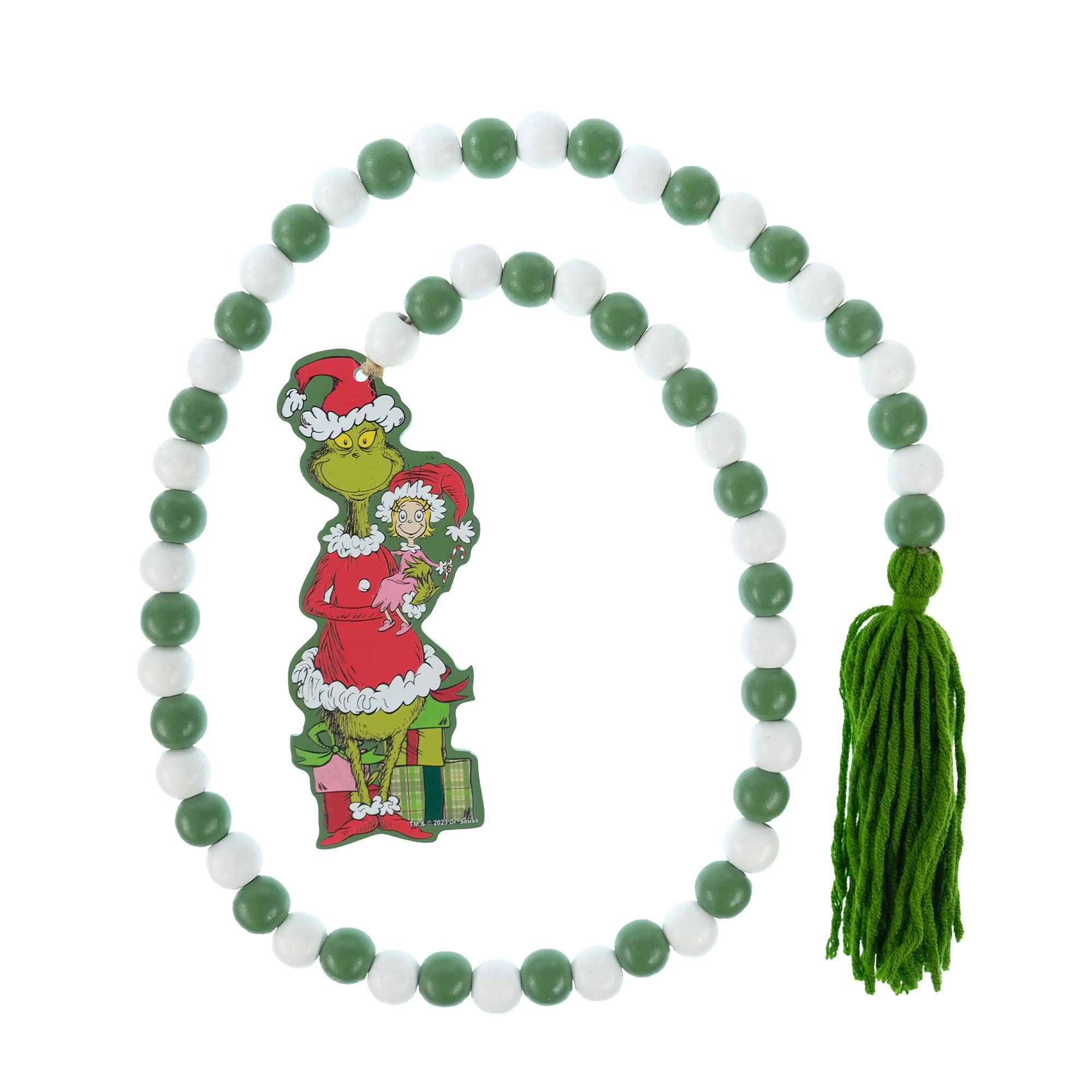 The Grinch Who Stole Christmas Wood Bead Garland, 41 inches Long, Green, White | Walmart (US)