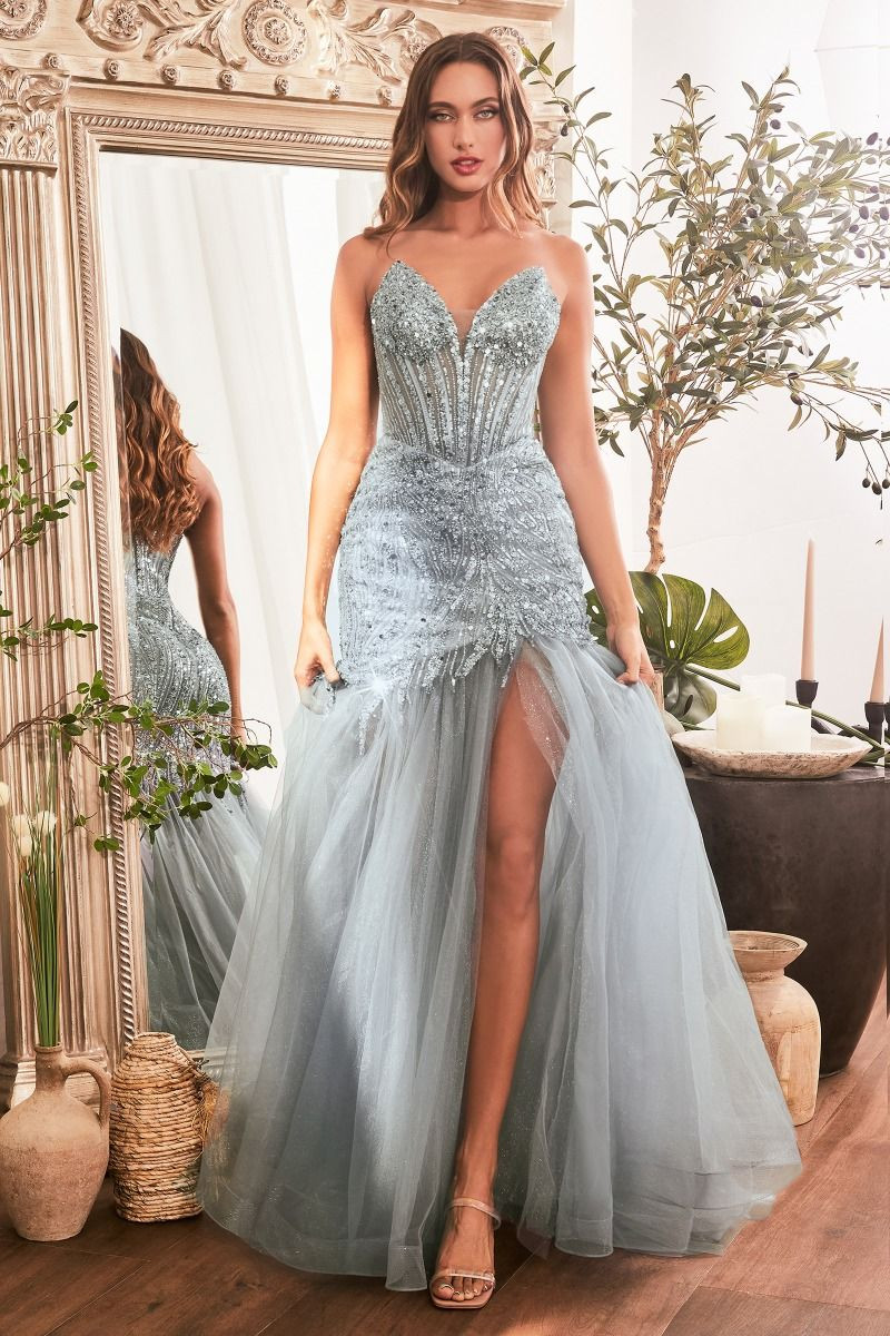 Elegant Smoky Blue Twyla Gown at Lady Black Tie | Lady Black Tie