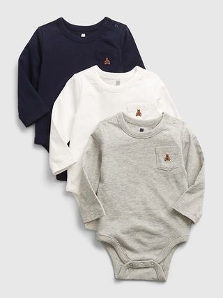 Baby 100% Organic Cotton Mix and Match Pocket Bodysuit (3-Pack) | Gap (US)