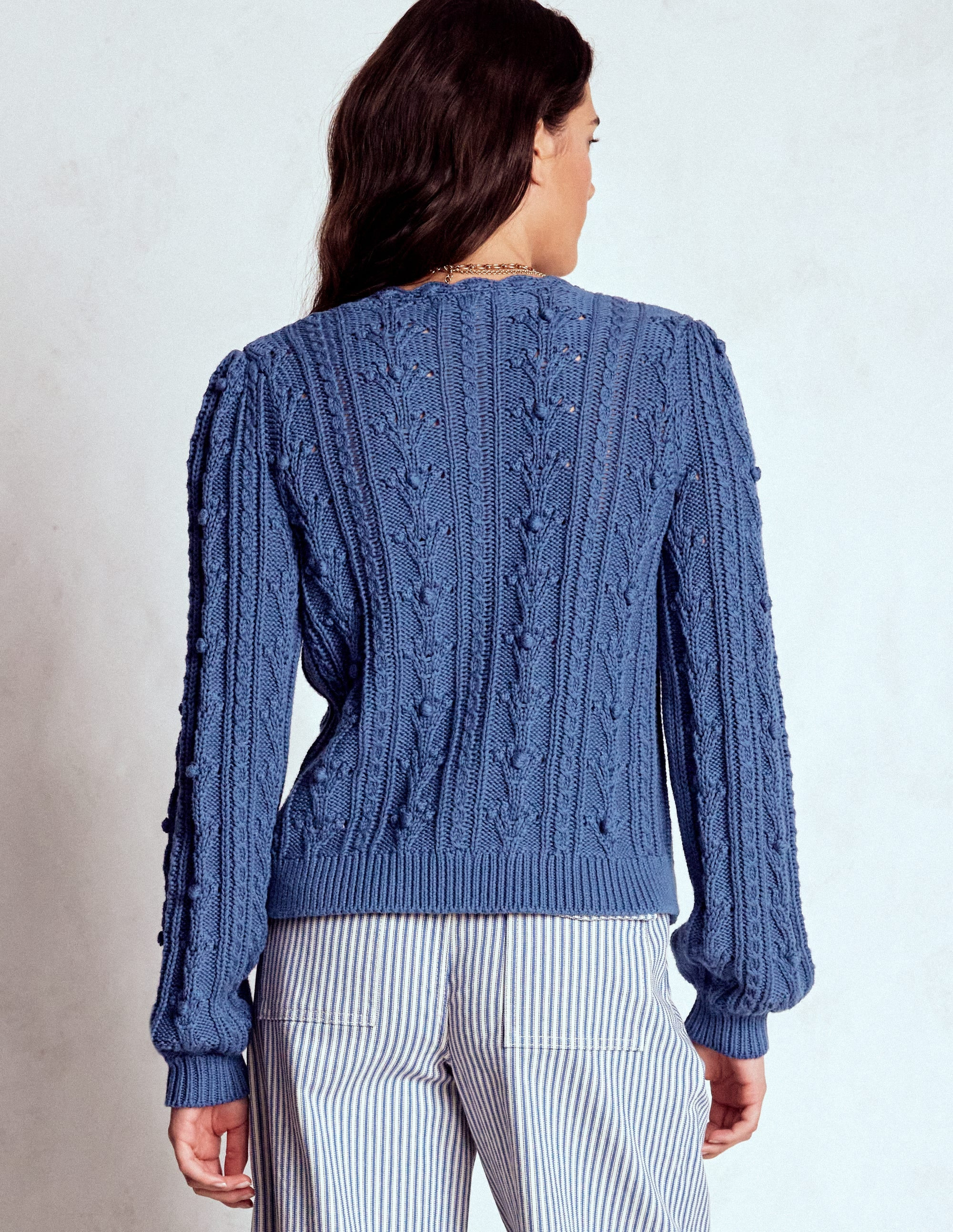 Cotton Textured Cardigan-Denim Blue | Boden (US)