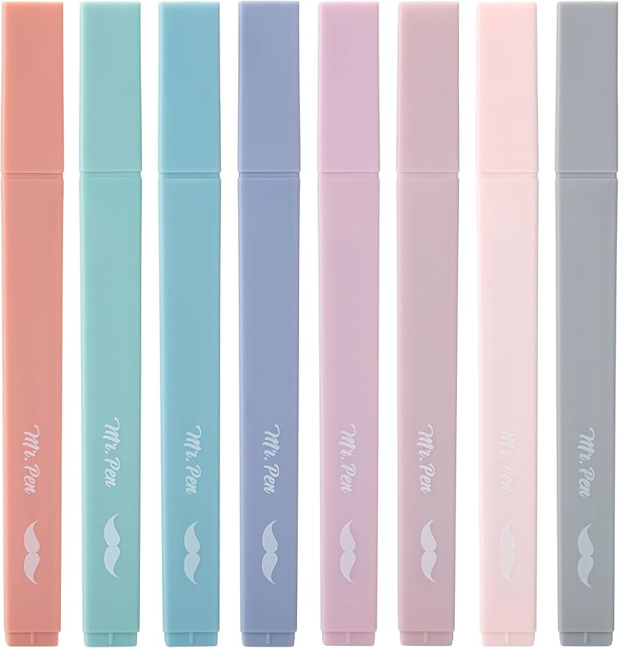 Mr. Pen- Aesthetic Cute Highlighters, 8 pcs, Chisel Tip, Earthy Colors, Assorted Colors,No Bleed ... | Amazon (US)