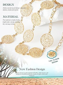 FIORETTO Metal Waist Chain Link Belt for Women Western Cowgirl Boho Turquoise Belts for Dress Jea... | Amazon (US)