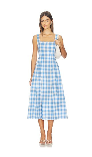 Ardena Ankle Dress in Blue Bonnet Gingham | Revolve Clothing (Global)