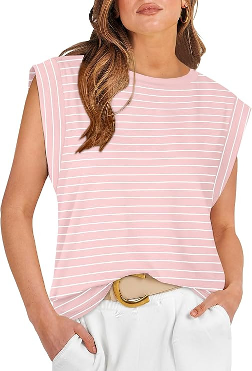 WIHOLL Cap Sleeve Tops for Women Summer Top Basic Tee Shirts Casual Tank Loose Fit 2025 Fashion | Amazon (US)