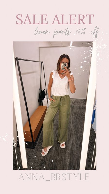 Linen pants 40% off I’m wearing xs in top and pants 