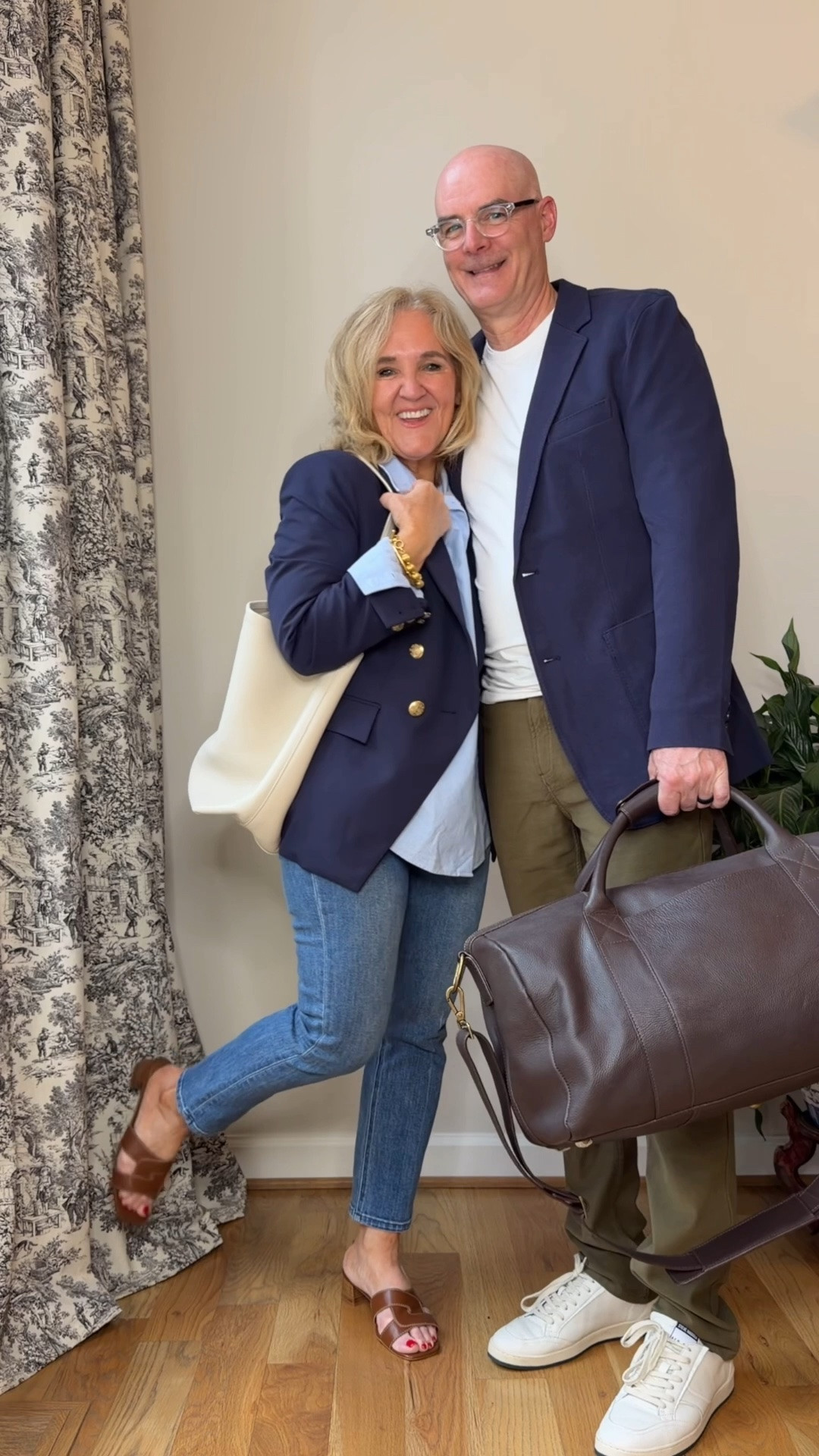 @Quince  #QuincePartner 
Father’s Day is just around the corner. I’ve rounded up 3 of Dougie’s @quince favorites, the perfect gifts for any guy on your list. 
Pants order his smaller size
Blazer order his larger size
Beautiful leather duffle, so handsome

My outfit? I love this new convertible blazer. Its a year round weight. In the fall I can add cashmere inserts for that layers look without the bulk. 
Blazer size medium
Jeans 29 short
Oxford size medium
Sandals true to size…they are stretching to form to my foot. Amazing quality and price.

#LTKOver40 #LTKMens #LTKTravel