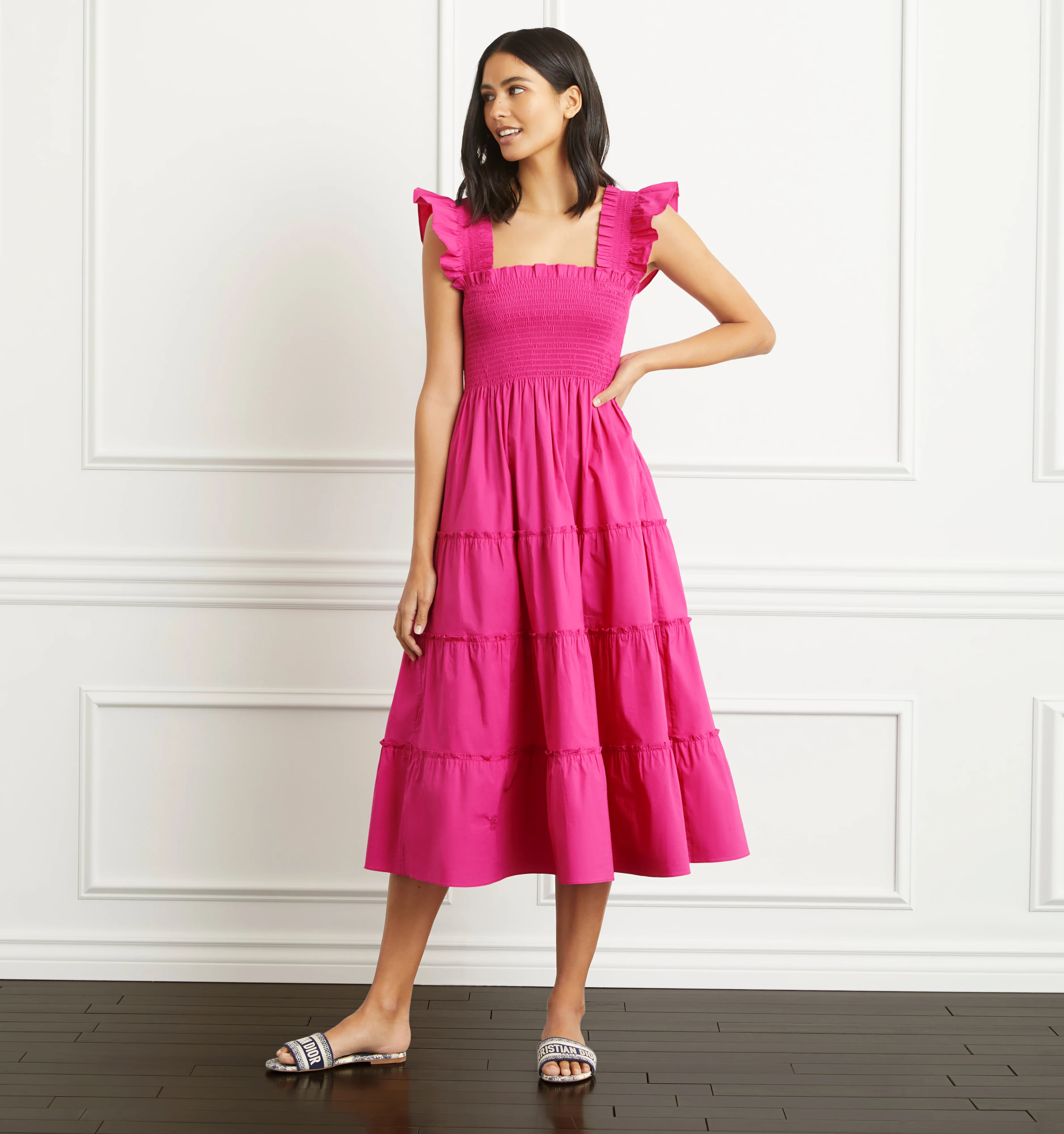 The Ellie Nap Dress - Poppy Pink Poplin | Hill House Home