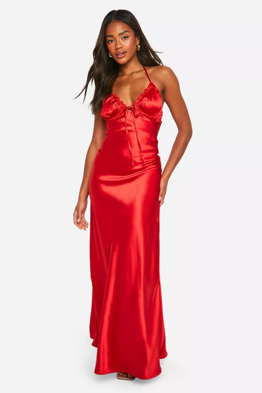 Ruffle Satin Maxi Slip Dress | Boohoo.com (UK & IE)