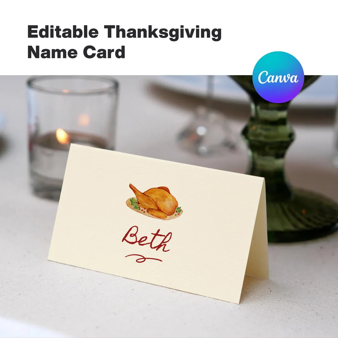 Editable Thanksgiving Name Cards Thanksgiving Party Place Cards Template Friendsgiving Party Name... | Etsy (US)