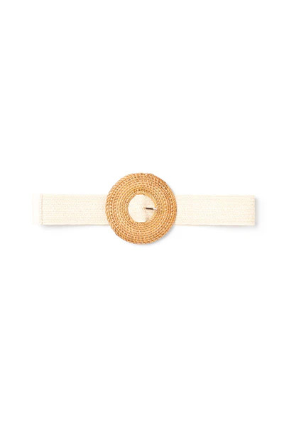Rattan Buckle Stretch Belt - Ivory | Shop BURU
