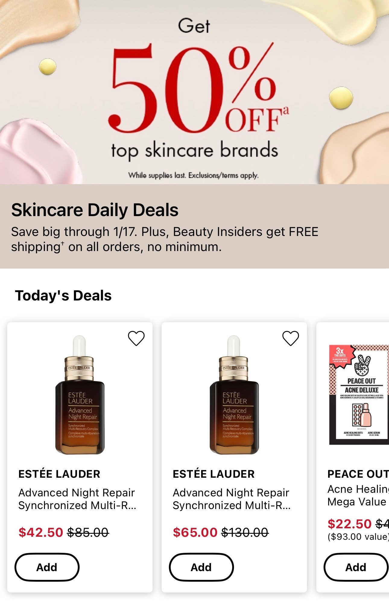 1 day sale Estee Lauder and peace out skincare 

#LTKSaleAlert #LTKselfcare #LTKBeauty